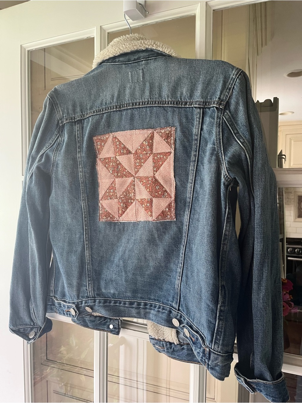 GAP Blue Denim Jacket with Floral Quilted Back Patch